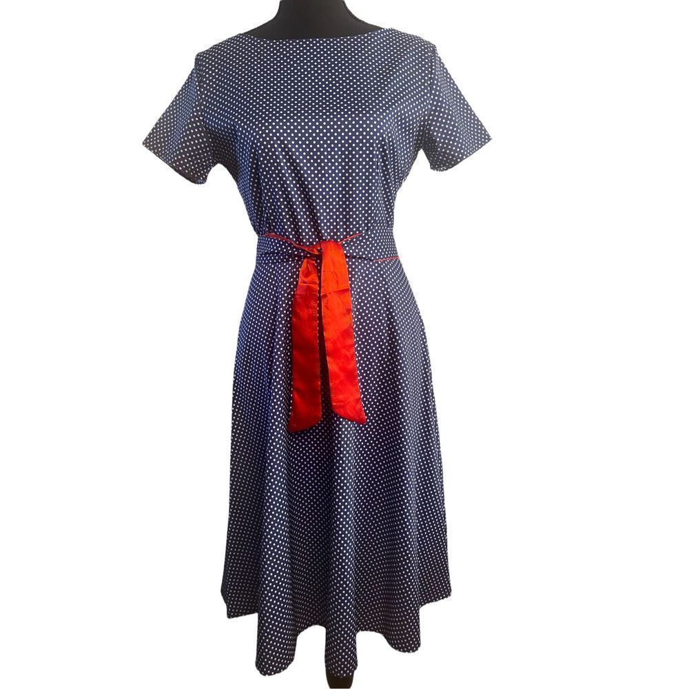 Vintage Inspired Blue Polka Dot Retro Housedress